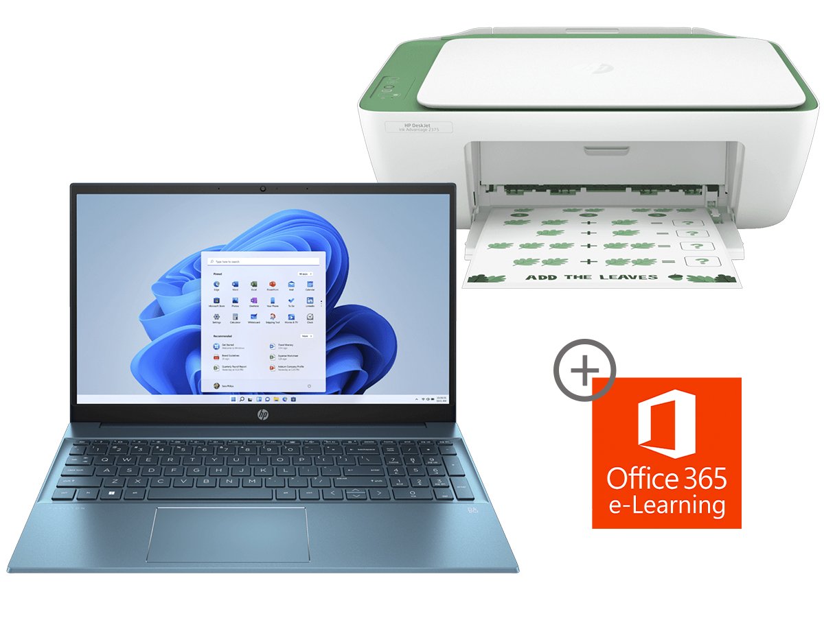 Laptop HP15-eg2520la + Impresora Multifuncional HP DeskJet Ink Advantage 2375 + e-Learning + Licencia Office365