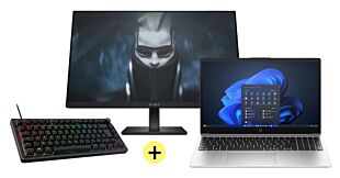 Laptop HP 255R de 15,6 pulgadas G10 + Monitor Omen 23,8" + Teclado HyperX Alloy Rise 75 - 15.6" - Plata turbo (CZ1P1BD)
