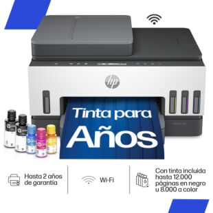Impresora Multifuncional HP Smart Tank 750, Tinta Continua, Color, Wi-Fi, Smart App, Dúplex, ADF Alimentador Automático (6UU47A) (6UU47A)