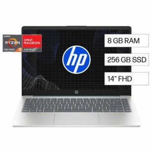 Laptop HP 14-em0001la, AMD Ryzen 3, 8 GB RAM, 256 GB Unidad de estado sólido, 14, FHD Windows 11 Home - 14" - Cubierta azul claro de luna, base y marco de teclado en plata natural (7Y472LA)