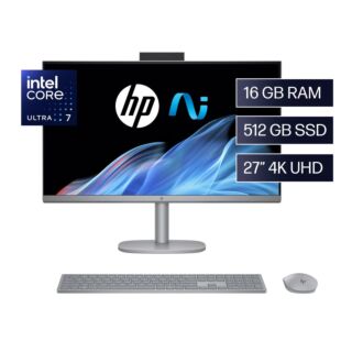 All in One HP OmniStudio X 27-cs0000la, Intel Core Ultra 7, 16 GB RAM, 512 GB SSD, 27" 4K UHD, Windows 11 Home - 27-inch (68.58 cm) - Plata meteoro (B2CC3LA)