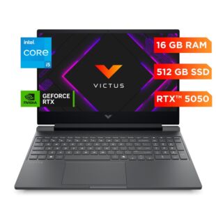 Laptop Gaming Victus HP 15-fa2017la, Intel Core i5, 16 GB RAM, NVIDIA® GeForce RTX™ 5050, 512 GB SSD, 15.6" FHD, Windows 11 Home - 15.6" - Plata mica, logotipo cromado negro (BM1N4LA)