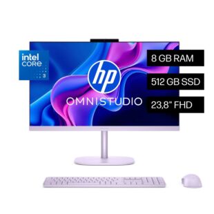 All-in-One HP OmniStudio 24-cu0035la, Intel Core 3, 8 GB RAM, 512 GB SSD, 23.8" FHD, Windows 11 Home - 23.8-inch (60.45 cm) - Amethyst haze (D8TZ8LA)