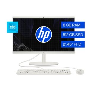 All in One HP Desktop 22-dg0007la, Windows 11 Home Single Language, 21.45", 8GB RAM, 512GB SSD, FHD - 21.45-inch (54.48 cm) - Cashmere White (A23WHLA)