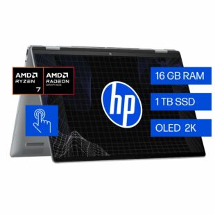 Laptop HP Envy x360 2-in-16-ad0003la, AMD Ryzen 7, 16 GB, 1 TB SSD, 16, Pantalla táctil, 3K Windows 11 Home - 16" - Aluminio de color plata natural (A4CJ0LA)