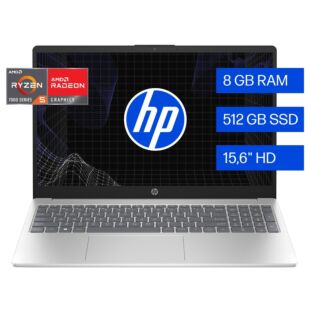 Laptop HP 15-fc0079la, AMD Ryzen 5, 8 GB, 512 GB SSD, 15.6, HD Windows 11 Home - 15.6" - Plateado natural (AY6T0LA)