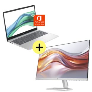 Laptop HP 15-fc0080la + Monitor HP Series 5 FHD - 524sf, FHD, 48 a 100 Hz, 23.8", 94C17AA + Office 365 + E-Learning - 15.6" - ‌Natural silver (HP-B3WA6LA)