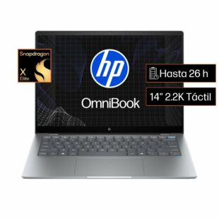 Laptop  HP OmniBook X 14-fe0001la, Windows 11 Home, Qualcomm Snapdragon, 16 GB, 1 TB SSD, 14", Pantalla táctil, 2.2K - 14" - Aluminio de color plata natural (B12SNLA)