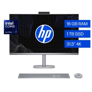All-in-One HP OmniStudio X 32-c0000la PC, Intel Core Ultra 7, 16 GB GPU NVIDIA® GeForce RTX™ 4050, 1 TB SSD, 31.5, 4K UHD, Windows 11 Home Single Language - 31.5" - Plata meteoro (B2CC4LA)