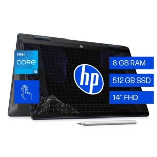 Laptop HP Pavilion x360 2 en 1 14-ek1011la, Intel Core i5, 8 GB RAM, 512 GB SSD, 14" Táctil FHD, Windows 11 Home - 14" - Marco del teclado y cubierta en azul espacial, y base en gris ceniza (B69KJLA)