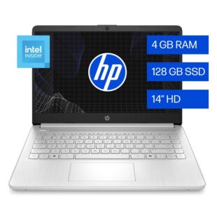 Laptop HP 14-dq6000la, Intel N-series, 4 GB RAM, 128 GB UFS, 14" HD, Windows 11 Home - 14" - Plateado natural (B85MYLA)