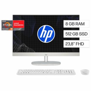 All-in-One HP 24-cr0232la PC, Windows 11 Home Single Language,&nbsp;23.8",&nbsp;AMD Ryzen&trade; 3,&nbsp;8GB RAM,&nbsp;512GB SSD,&nbsp;FHD,&nbsp;Blanco n&aacute;car - 23.8" - Blanco n&aacute;car (BA1V4LA)