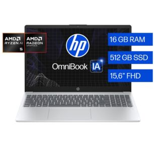 Laptop HP OmniBook 3 NGAI 15-fn0051la, Windows 11 Home, AMD Ryzen AI 5, 16 GB, 512 GB SSD, 15.6, FHD  - 15.6" - Plata glaciar (BM2J0LA)