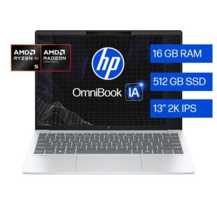 Laptop HP OmniBook 7 Aero AI 13-bg1051la, AMD Ryzen AI 5, 16 GB RAM, 512 GB SSD, 13.3" 2K, Windows 11 Home - 13.3" - Aluminio de color plata glaciar (BM2L3LA)