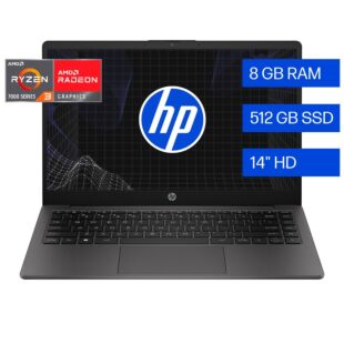 Laptop HP 245 G10, AMD Ryzen 3, 8 GB RAM, 512 GB SSD, 14" HD, FreeDOS 3.0 - 14" - Plateado ceniza oscuro (BM4G5AT)