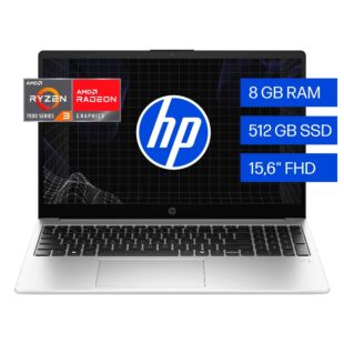 Laptop HP 255R, G10, 15.6", Windows 11 Home Single Language, AMD Ryzen™ 3, 8GB RAM, 512GB SSD, FHD, Plata turbo - 15.6" - Plata turbo (C7GP0AT)
