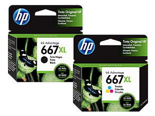 Cartucho de Tinta HP 667XL Negra Original + 667XL Tricolor Original  (3YM80AL-1)