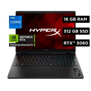 Laptop HP Gaming HyperX OMEN 15-ga0001la, Intel Core i7, 16 GB RAM, NVIDIA GEFORCE RTX 5060, 512 GB SSD, 15.3" 2K 165 Hz, Windows 11 Home - 15.3" - Negro sombra (D62W3LA)