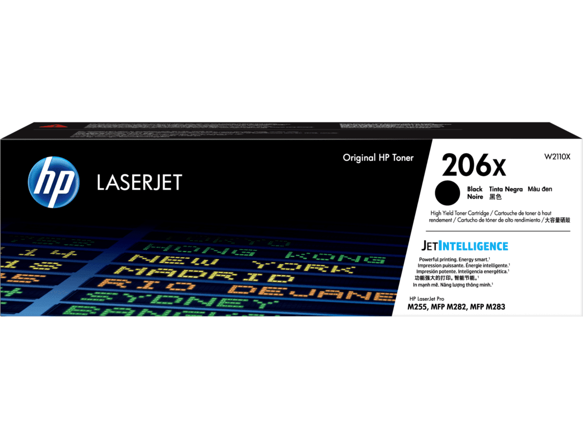 Cartucho de Tóner HP 206X Negro Alto Rendimiento LaserJet Original (W2110X)