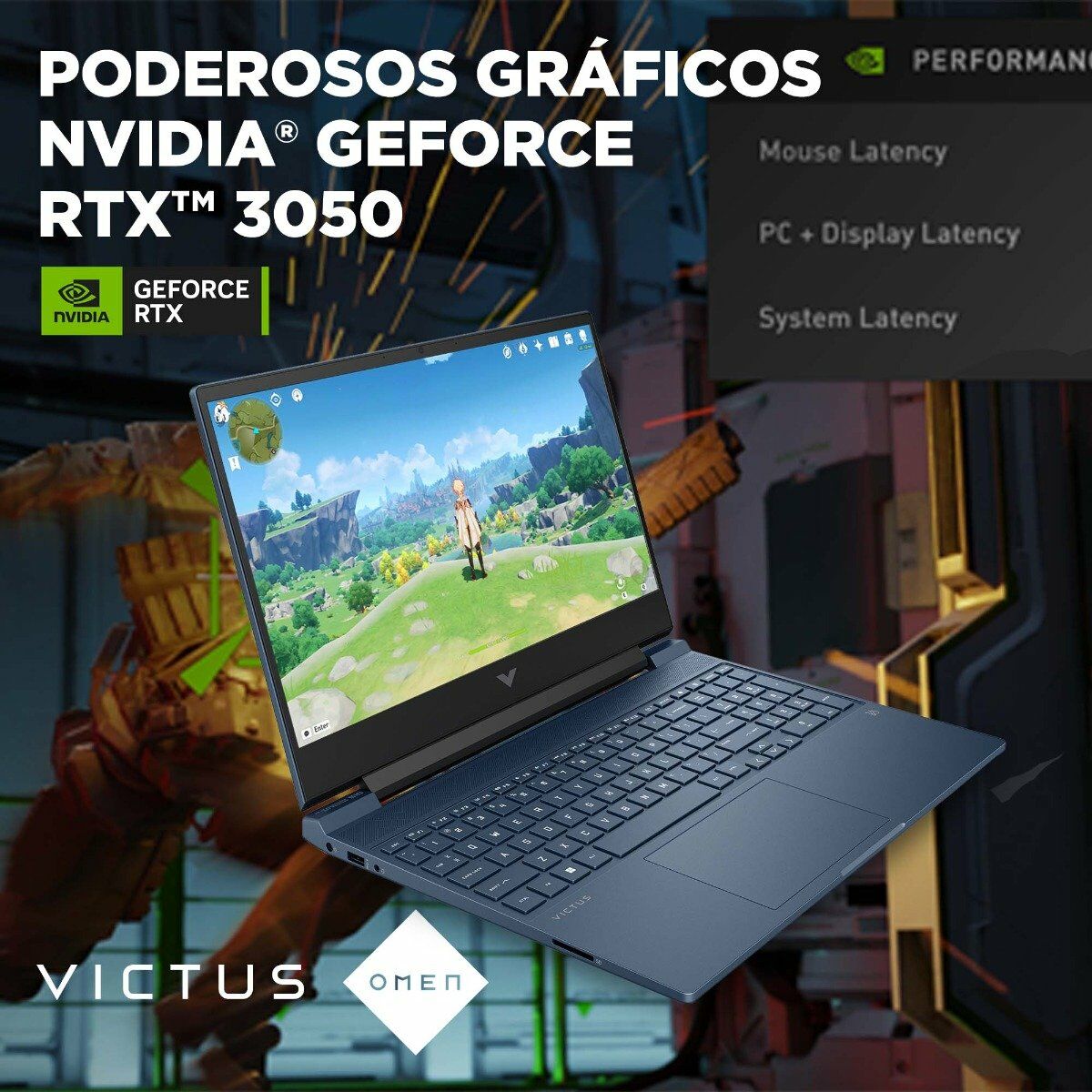 Laptop Gamer HP Victus 15-FA0022LA Intel Core i5-12450H / 16GB / SSD 512GB / RTX3050 V4GB / 15.6"/ W11h