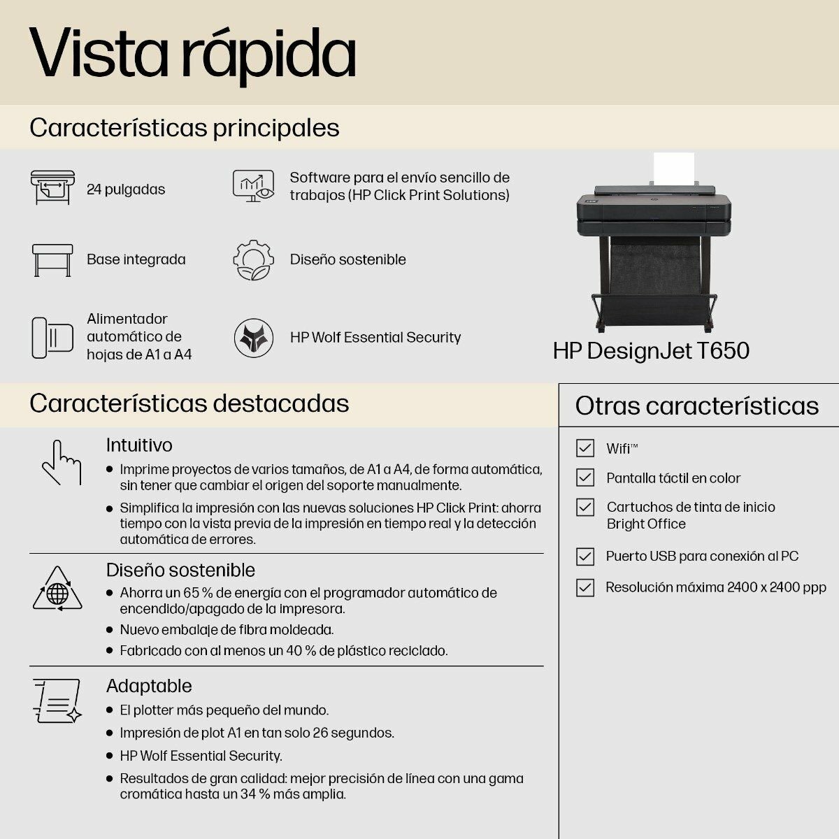 HP DesignJet T650 de 24 pulgadas (5HB08D) (5HB08D)