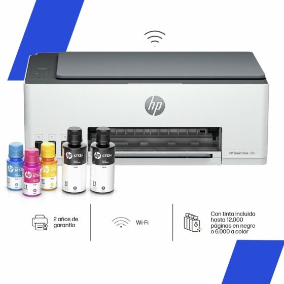 Impresora Multifuncional HP Smart Tank 580, Tinta Continua, Color, Wi-Fi, Smart App, Escaner (1F3Y2A) (1F3Y2A)