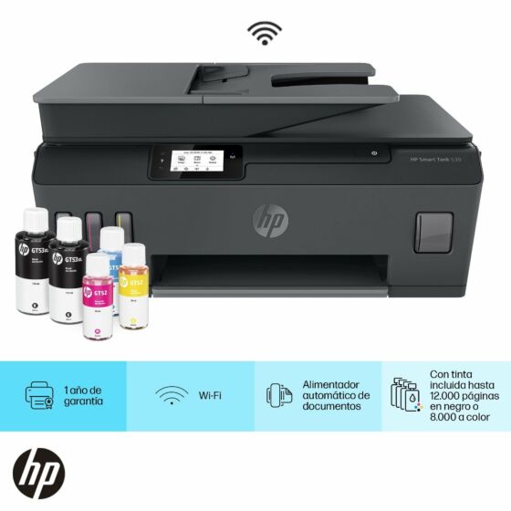 Impresora Multifuncional HP Smart Tank 530, Tinta Continua, Color, Wi-Fi, Smart App, ADF Alimentador Automático (4SB24A) (4SB24A)