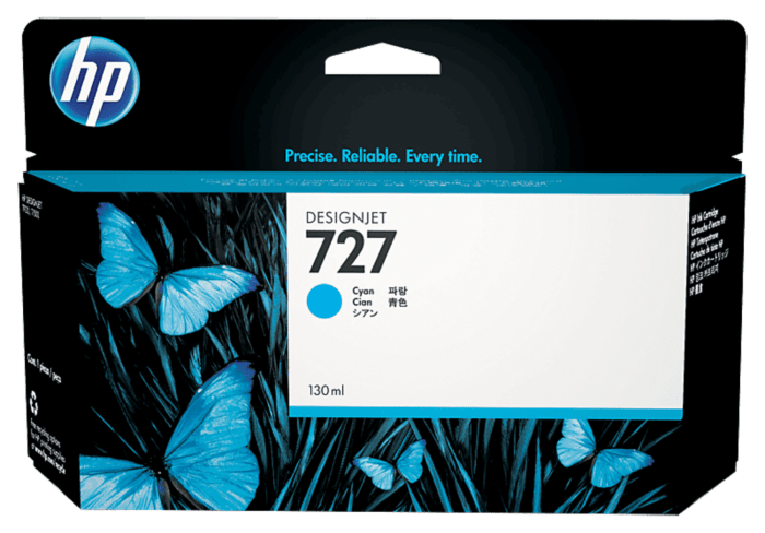 Cartucho de Tinta HP 727 Cian DesignJet Original (B3P19A) - Center facing