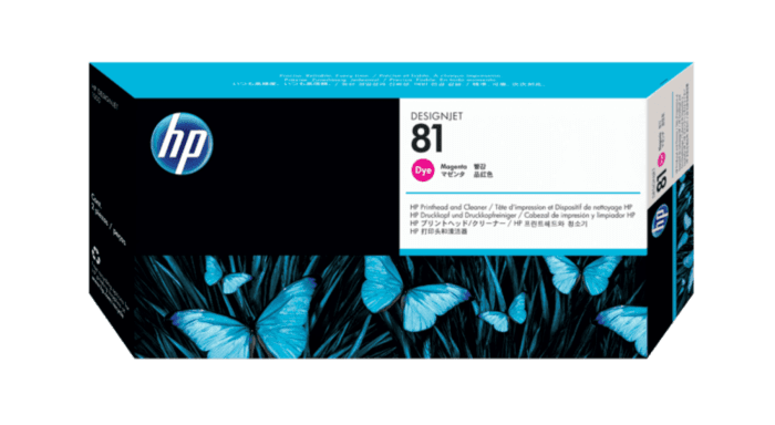 Limpiador de Cabezales y Cabezal de Impresión de Colorantes HP 81 Magenta DesignJet Original (C4952A) - Center facing