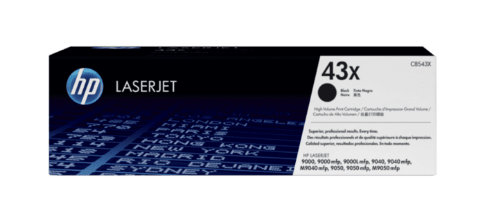 Cartucho de Tóner HP 43X Negro Alto Rendimiento LaserJet Original (C8543X) - Center facing
