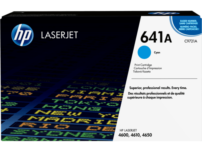 Cartucho de Tóner HP 641A Cian LaserJet Original (C9721A) - Center facing
