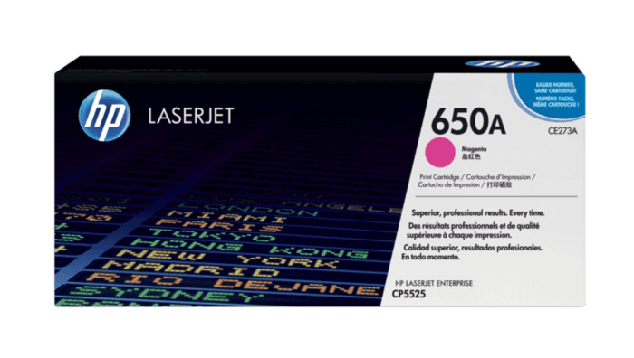Cartucho de Tóner HP 650A Magenta LaserJet Original (CE273A) - Center facing