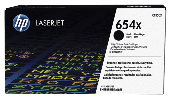 Cartucho de Tóner HP 654X Negro Alto Rendimiento LaserJet Original (CF330X) - Center facing