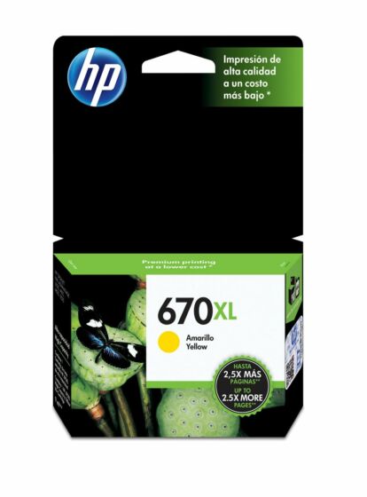 Cartucho de Tinta HP 670XL Amarilla Original (CZ120AL)