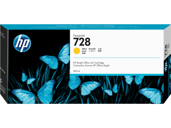 Cartucho de Tinta HP 728 Amarillo DesignJet Original (F9K15A)