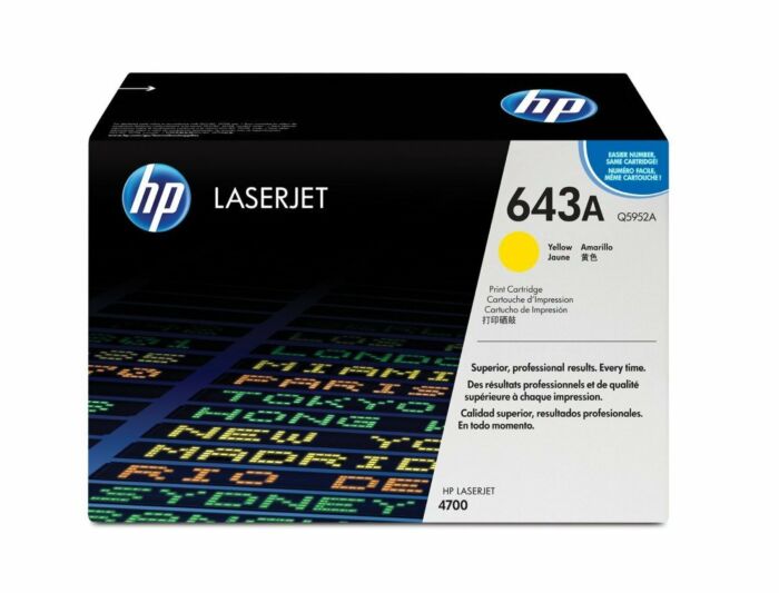 Cartucho de Tóner HP 643A Amarillo LaserJet Original (Q5952A) - Center facing