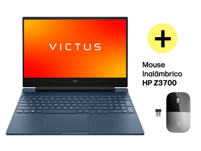 Laptop HP Gaming Victus 15-fa0021la, Intel® Core™ i5, 8GB RAM, GPU NVIDIA® GeForce RTX™ 3050, 512 GB SSD, 15.6", FHD, Windows 11 Home - 15.6" - Azul intenso, logotipo cromado (A14LCLA)