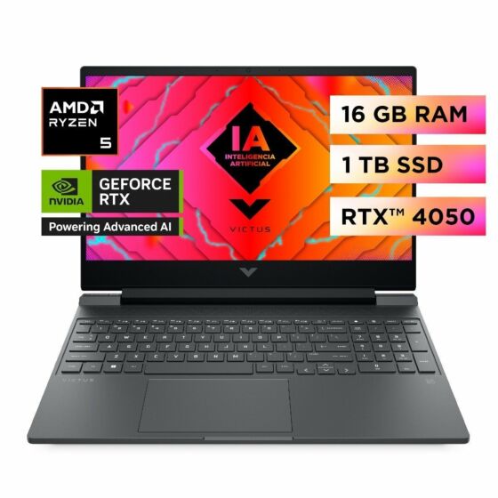 Laptop HP Gaming Victus 15-fb2021la, AMD Ryzen 5, 16 GB RAM, GPU NVIDIA® GeForce RTX™ 4050, 1 TB SSD, 15.6