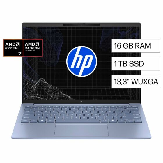 Laptop HP Pavilion Aero 13-bg0000la, Windows 11 Home Single Language, 13.3", AMD Ryzen™ 7, 16GB RAM, 1TB SSD, 2K - 13.3" - Celeste (A1UC0LA)