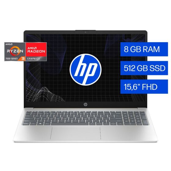 Laptop HP 15-fc0043la, Windows 11 Home Single Language, 15.6", AMD Ryzen™ 3, 8GB RAM, 512GB SSD, FHD - 15.6" - Cubierta dorada cálida, base y marco de teclado en plata natural (A1UD1LA)