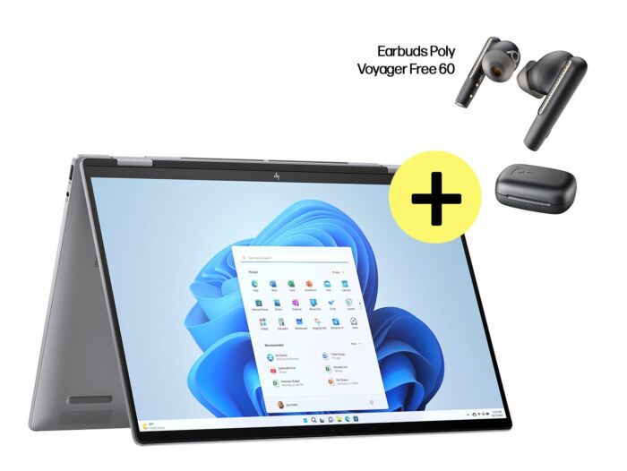 Laptop HP Envy x360 2-in-16-ad0003la, AMD Ryzen 7, 16 GB, 1 TB SSD, 16, Pantalla táctil, 3K Windows 11 Home + Earbuds Poly Voyager Free 60 UC - 16" - Aluminio de color plata natural (A4CJ0LA)