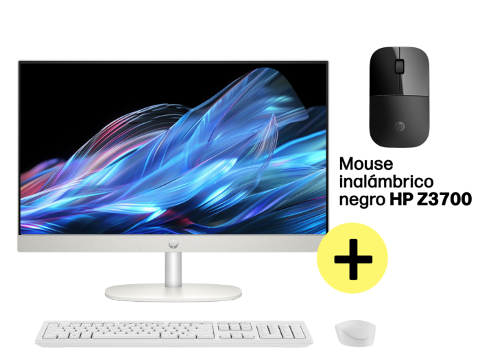 All-in-One HP 24-cr0232la PC, Windows 11 Home Single Language, 23.8", AMD Ryzen™ 3, 8GB RAM, 512GB SSD, FHD, Blanco nácar - 23.8" - Blanco nácar (BA1V4LA)