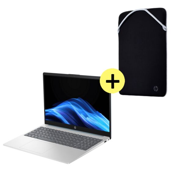 Laptop HP  15-fc0253la + Funda HP 15 Protección Reversible (Negro/Plateado) - 15.6" - Cubierta azul claro de luna, base y marco de teclado en plata natural (B9TP5LA)