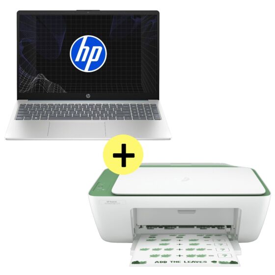Laptop HP  15-fc0253la + Impresora Multifuncional HP Deskjet Ink Advantage 2375 - 15.6" - Cubierta azul claro de luna, base y marco de teclado en plata natural (HP-C4EX0LA)