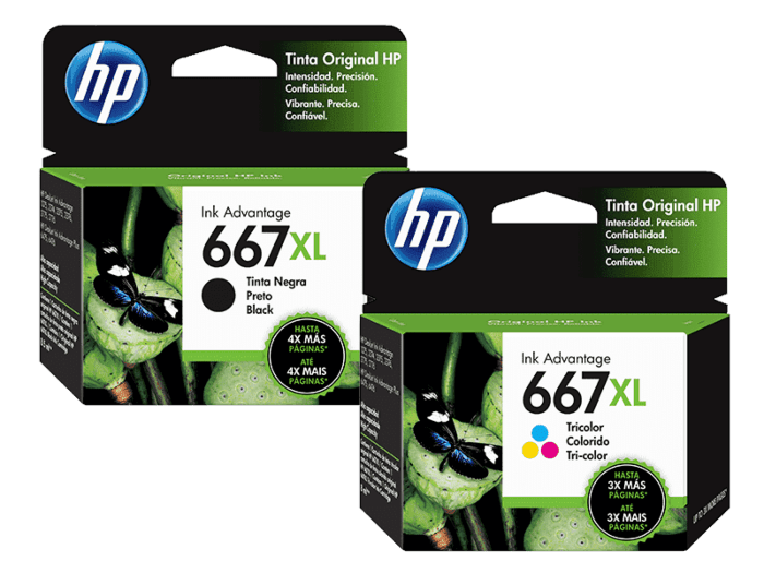 Cartucho de Tinta HP 667XL Negra Original + 667XL Tricolor Original  (3YM80AL-1)