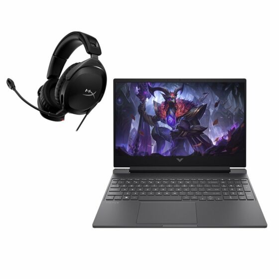 Laptop HP Gaming Victus 15-fb2002la + Audífonos HyperX Cloud Stinger 2 - 15.6" - Plata mica, logotipo cromado oscuro (HP-AA7M9LA)