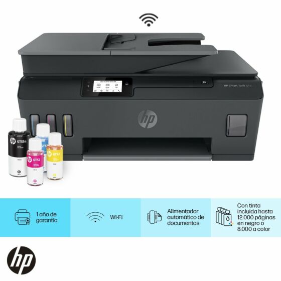 Impresora Multifuncional HP Smart Tank 615, Tinta Continua, Color, Wi-Fi, Smart App, ADF Alimentador Automático, Fax (Y0F71A) (Y0F71A)