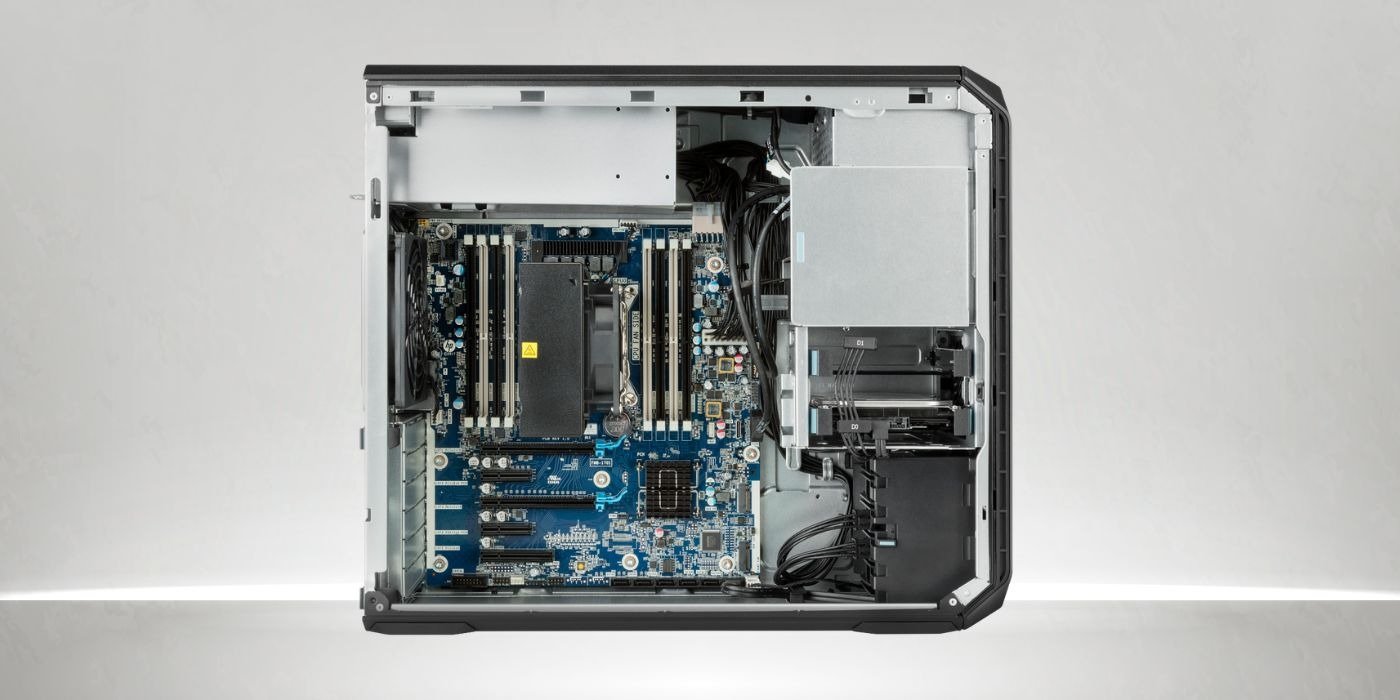 Imágen de una tarjeta madre en perspectiva